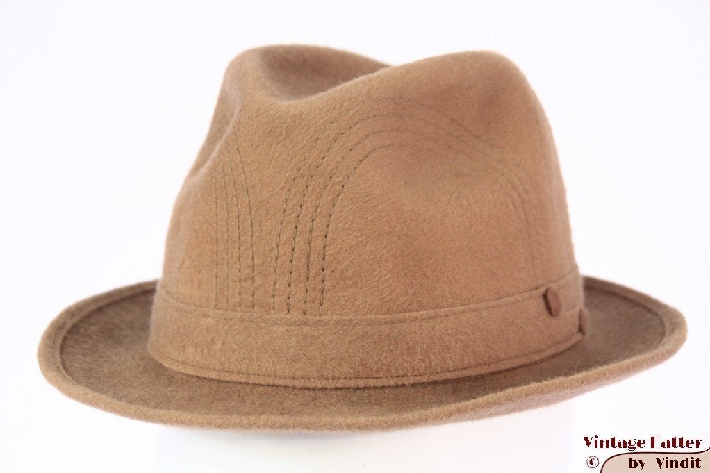 kleine Vintage Gleufhoed Stilmar beige bruin vilt 54,5, 134 t/m 140, Gebruikt, Ophalen of Verzenden, Jongen