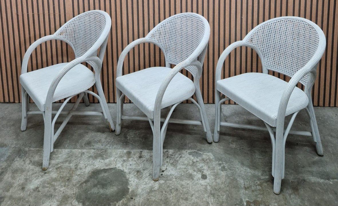 35 x webbing stoelen wit cafe bistro horeca terras kantine, Ophalen of Verzenden, Zo goed als nieuw, Wit, Vijf, Zes of meer stoelen