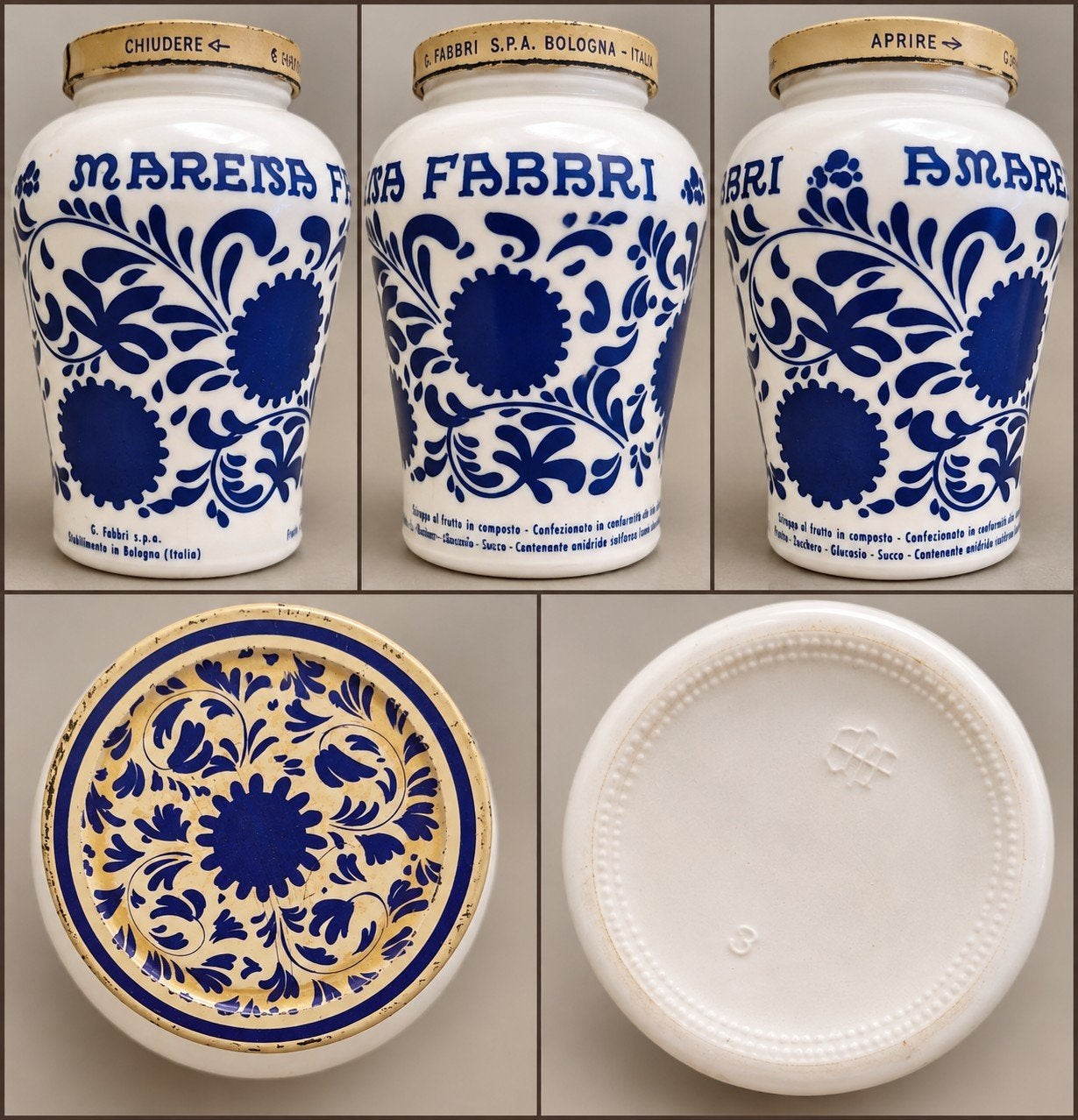 Vintage Fabbri Amarena kersenpot Italië – keramiek, Antiek en Kunst, Ophalen of Verzenden