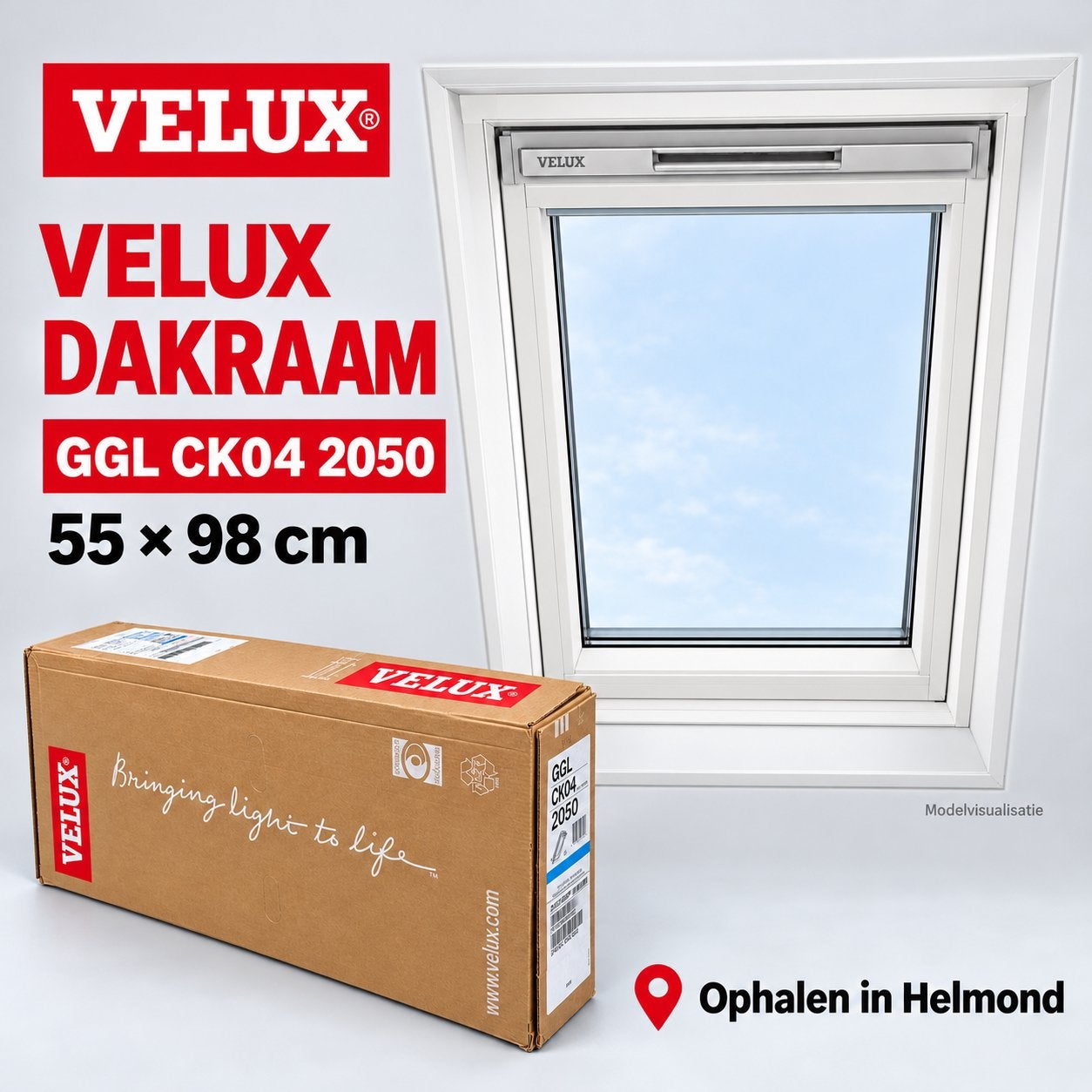 VELUX dakraam GGL CK04 2050 – 55  98 cm, Ophalen, Minder dan 80 cm, 80 tot 120 cm, Nieuw