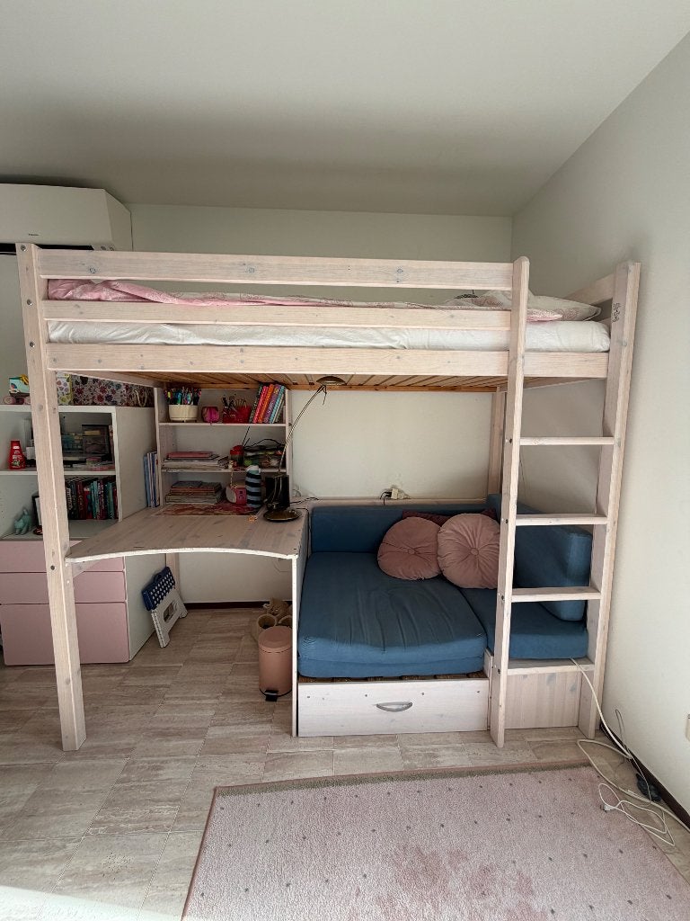 Hoogslaper met bureau, Ophalen, Gebruikt, 90 cm, Eenpersoons