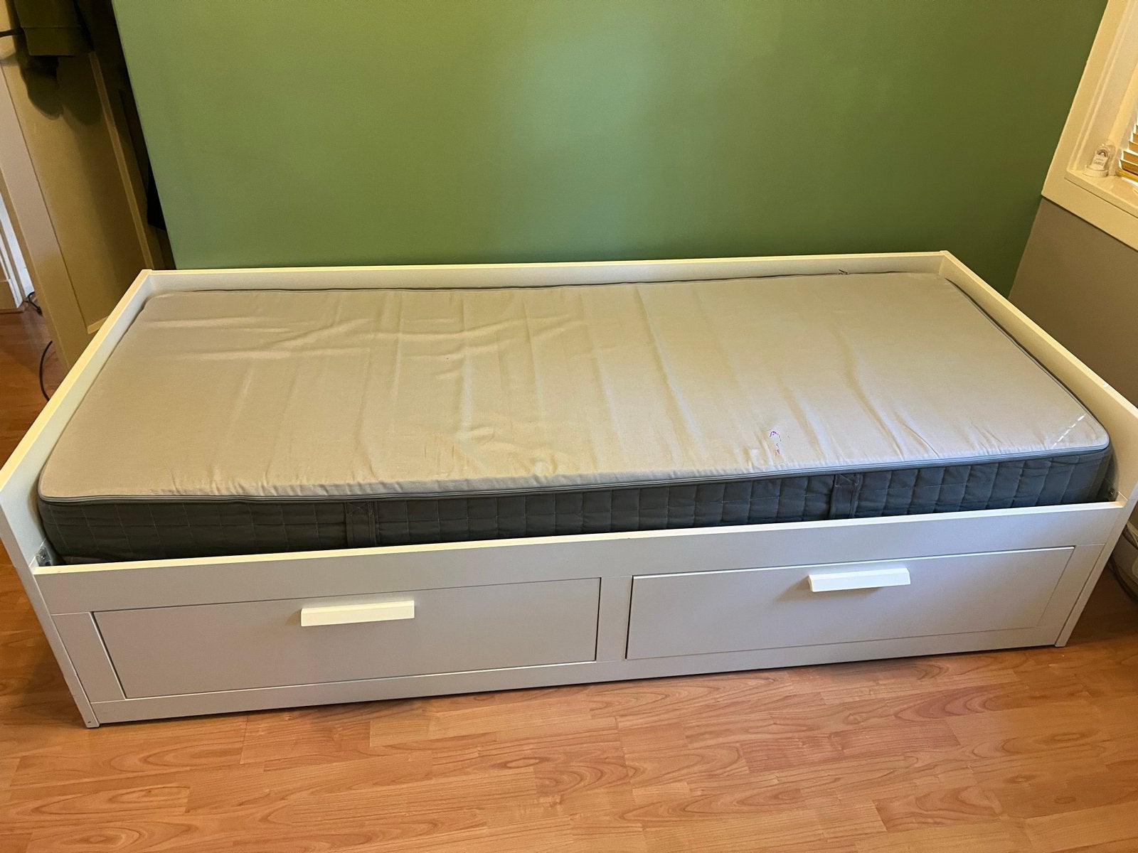IKEA Brimnes uitschuifbaar bed (1 of 2 persoons), Ophalen, Wit, Tweepersoons, 80 cm