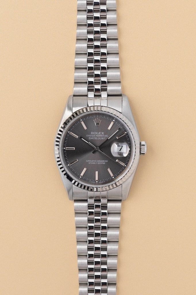 Rolex Datejust 16234 grey full set, Ophalen, Staal, Polshorloge, Zo goed als nieuw