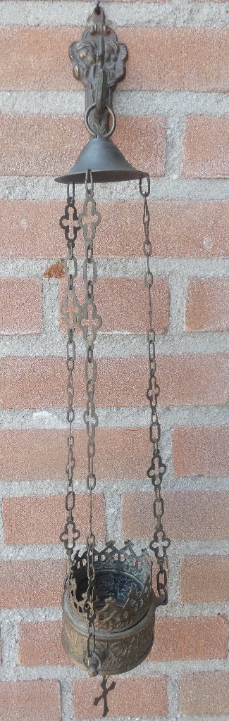 Antiek Frans godslampje met muursteun [2079], Ophalen of Verzenden