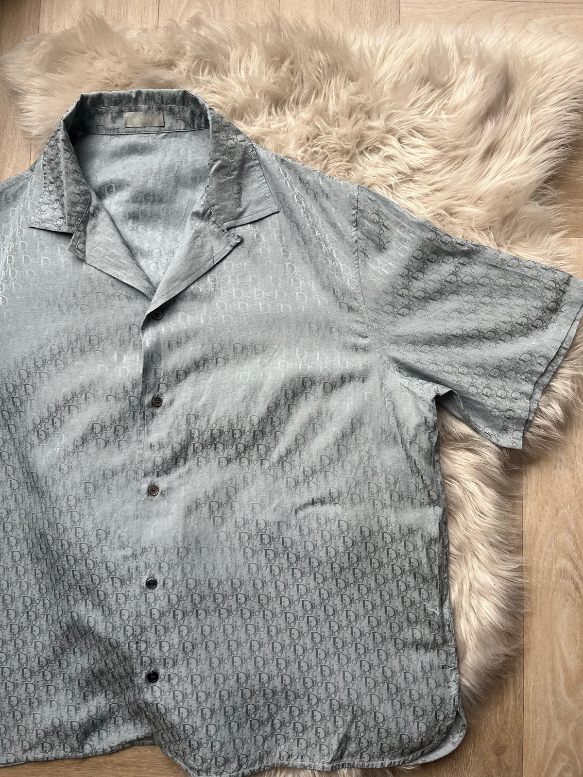 Dior Oblique Jacquard Bowling Shirt - Grijs, Ophalen, Zo goed als nieuw, Grijs, Overige halswijdtes