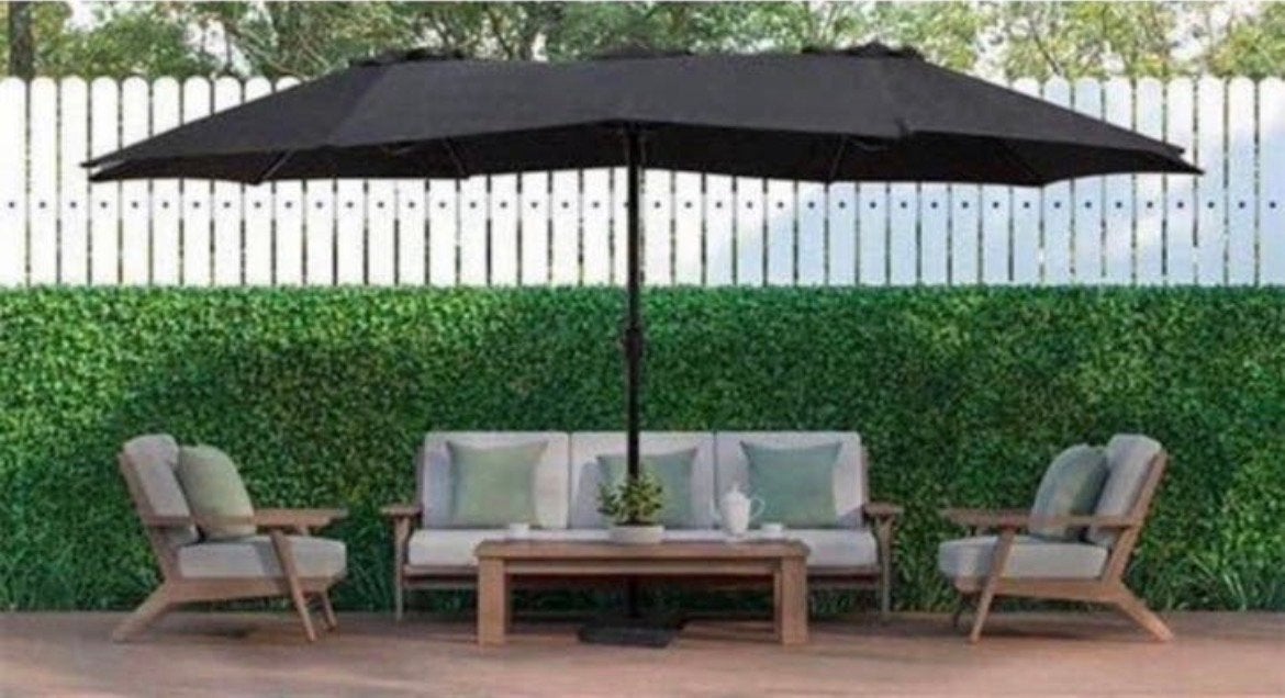 Nieuwe dubbele parasol 450x265 cm met hoes, Ophalen, Overige typen, Meer dan 4 meter, Nieuw