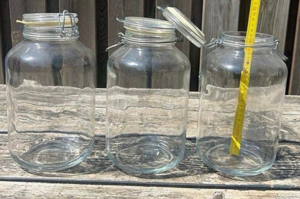 3 weckpotten 4 liter, Ophalen, Gebruikt, 24 cm, Met deksel