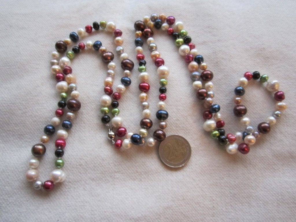 22.  Echte parels, zoetwaterparels,  125cm / 6/10mm, Ophalen, Nieuw, Overige kleuren, Overige materialen