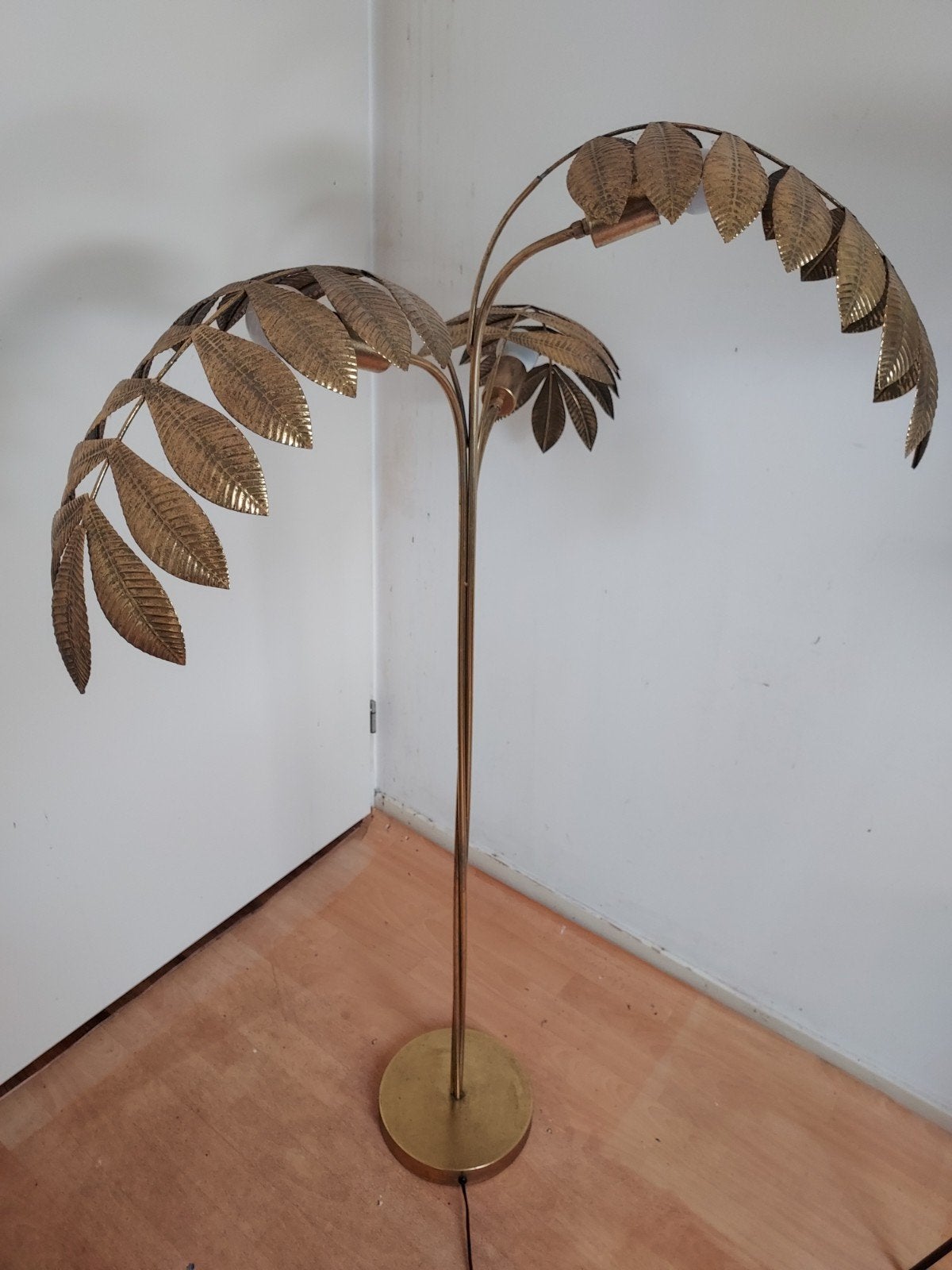 Palmboom staande lamp goud, Huis en Inrichting, Ophalen, E27 (groot), Zo goed als nieuw, Metaal