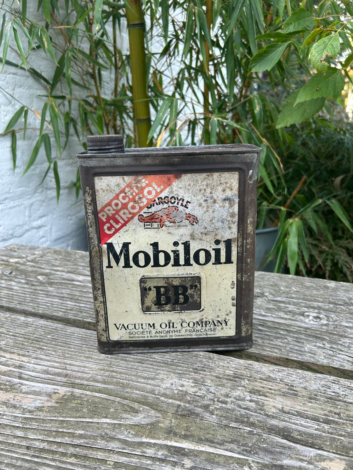Vooroorlogse Mobiloil olieblik, nog verzegeld, Verzamelen, Ophalen of Verzenden, Gebruikt, Verpakking