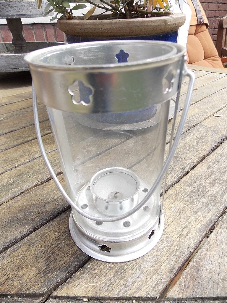 Waxinelichthouder 15 cm, Windlicht, Ophalen of Verzenden, Zo goed als nieuw, Metaal