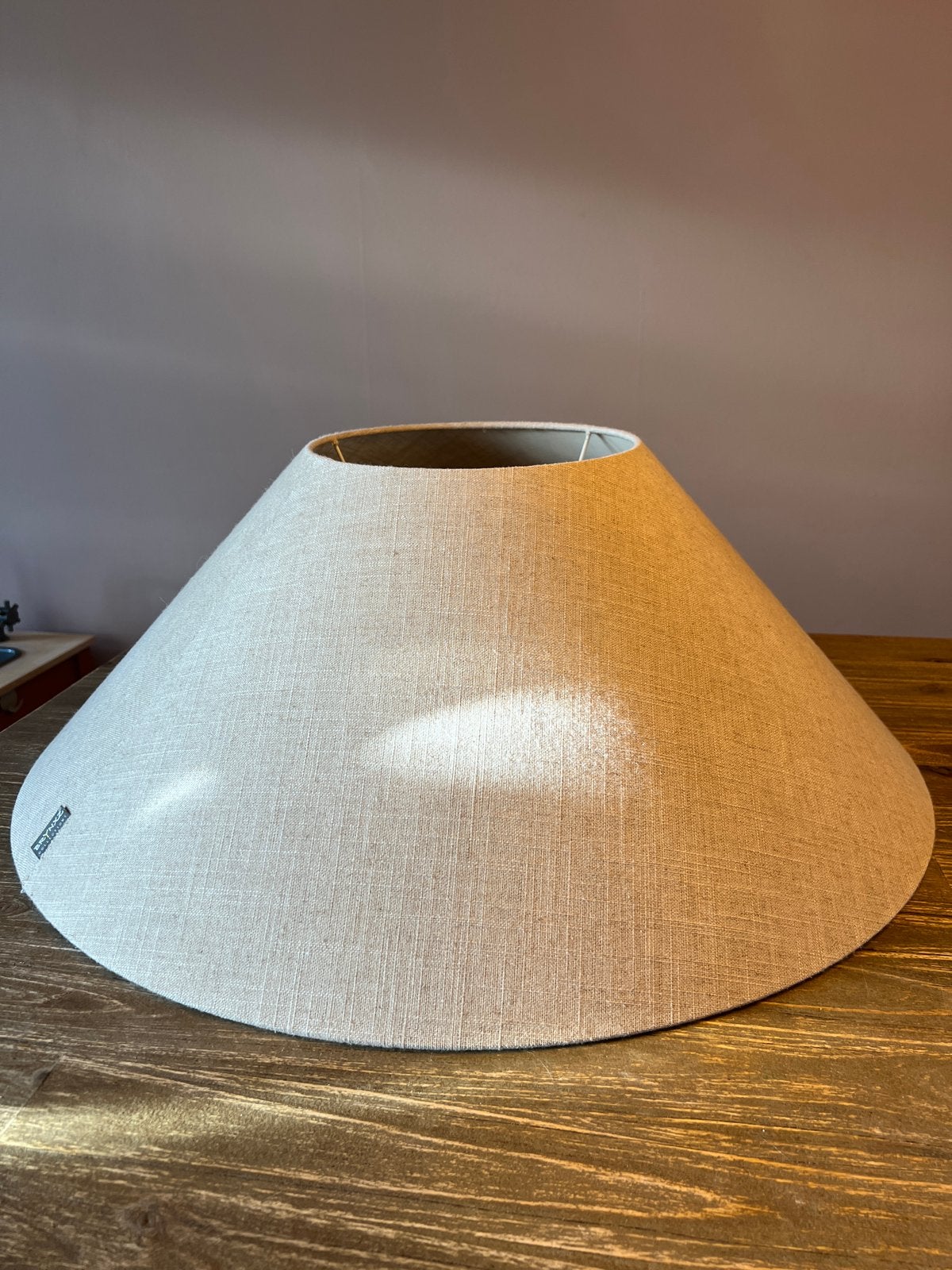 Grote linnen lampenkap - BRYNXZ Collections, Ophalen, Beige, Rond, Zo goed als nieuw