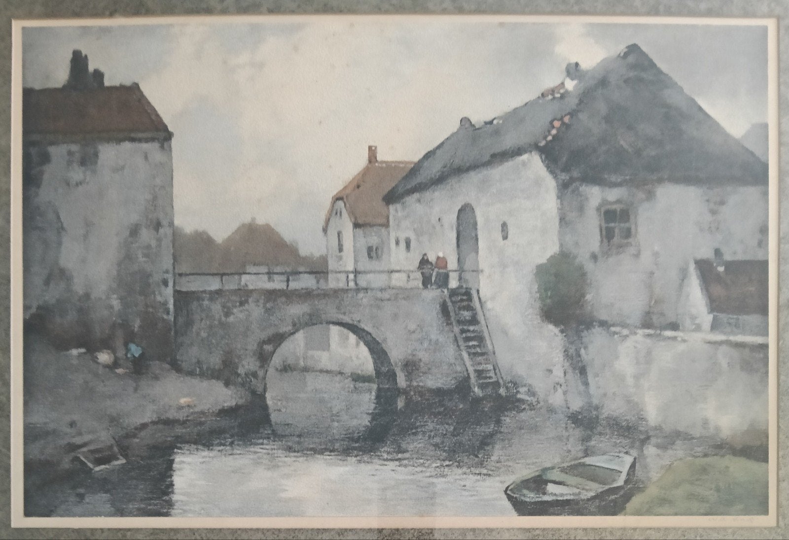 W.A Knip (1883-1967) Stadsgezicht Den Bosch - aan de Dieze, Ophalen of Verzenden, Stadsgezicht, Lithografie, 1900 - 1949