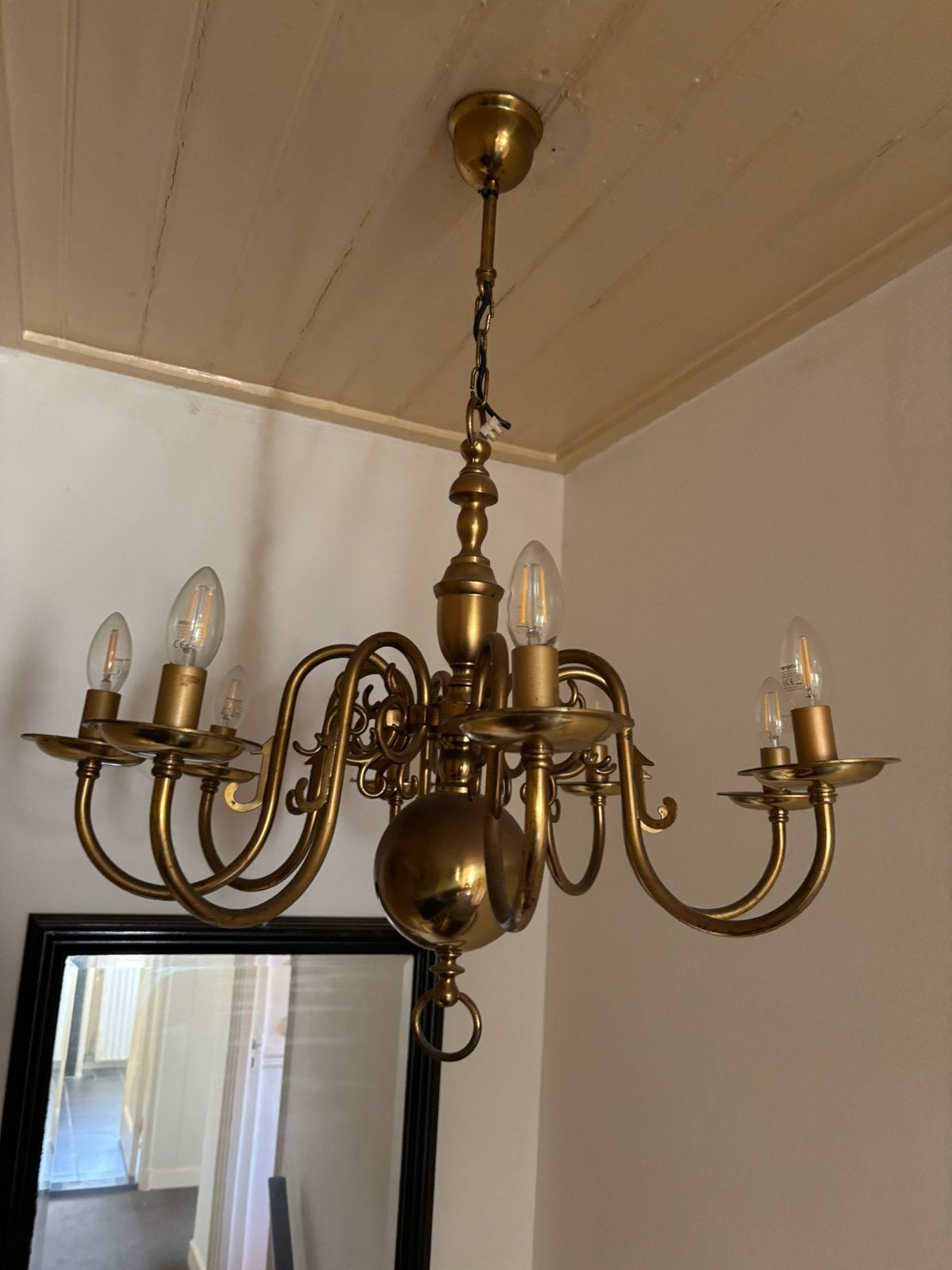 Vintage messing kroonluchter hanglamp, Huis en Inrichting, Ophalen, Gebruikt, ., Antiek vintage