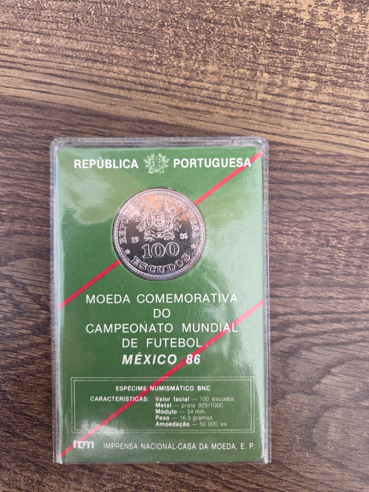 Zilveren 100 escudos Portugal 1986 World Cup Mexico seal, Ophalen of Verzenden