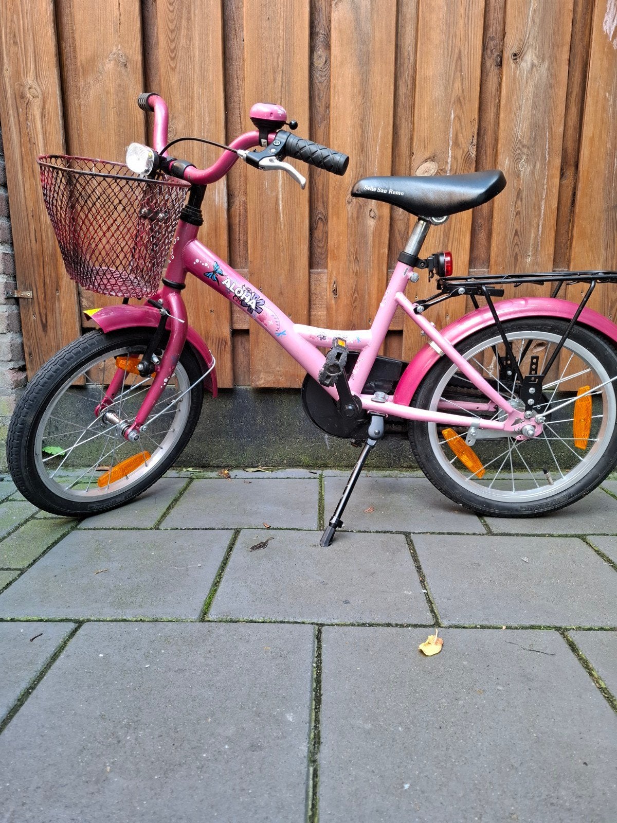 Roze Meisjesfiets 16 inch met mandje en bagagedrager, Ophalen, Velgrem, Aloha, Minder dan 16 inch