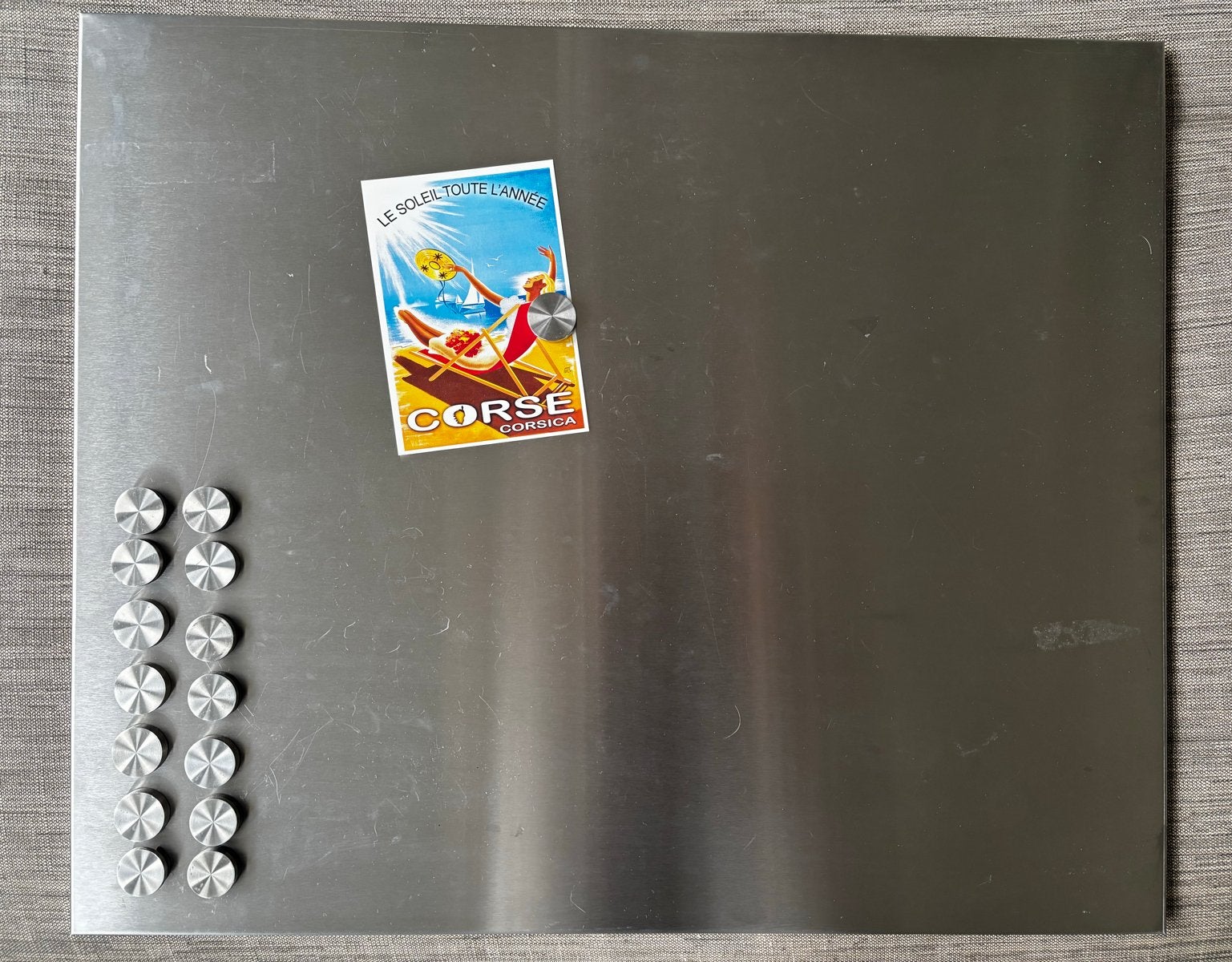 Roestvrijstalen magneetbord met magneten, Huis en Inrichting, Ophalen, Gebruikt