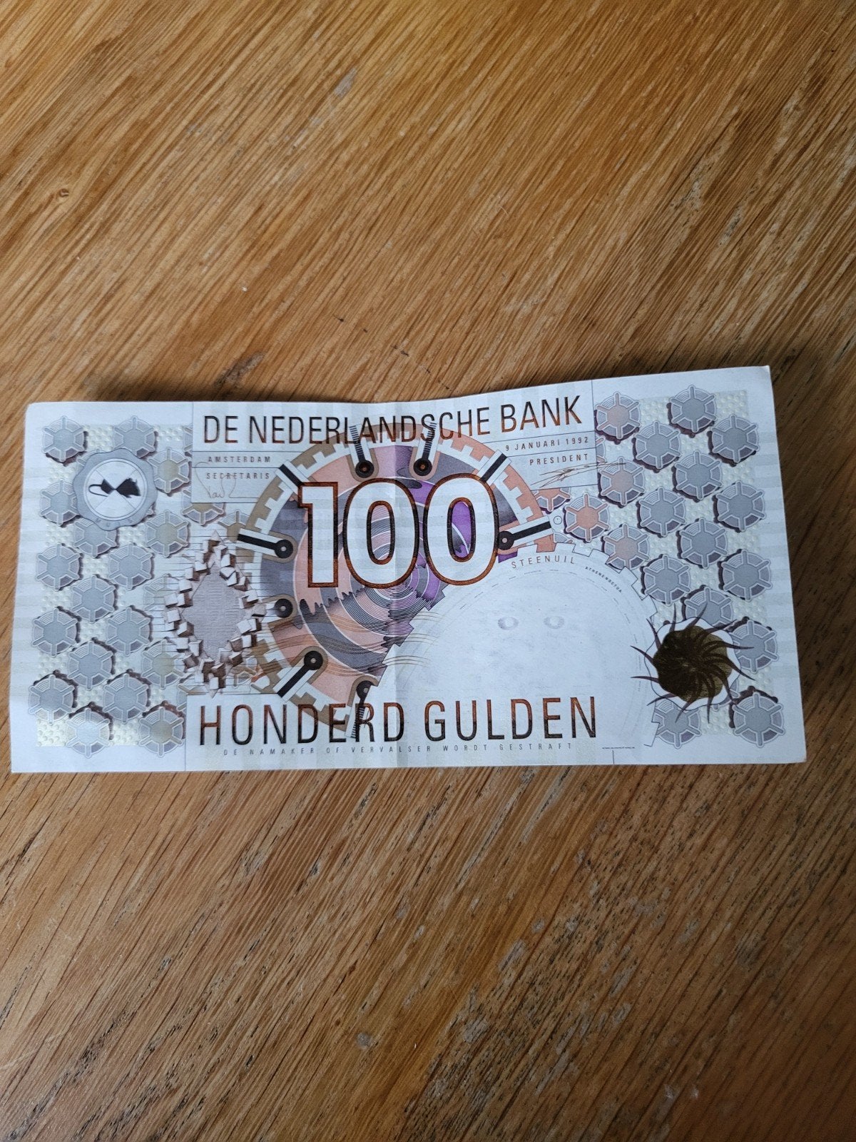 Zeldzaam biljet: 100 Gulden Steenuil 1992, Ophalen, 100 gulden, Los biljet