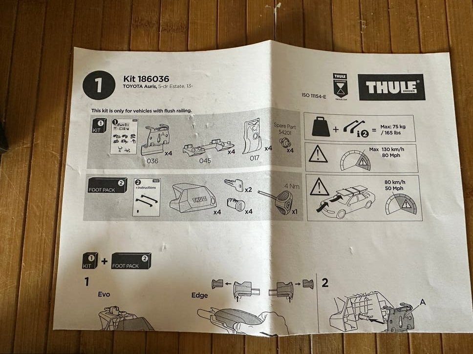 Thule Kit 186036 voor Toyota Auris (dakdragers), Ophalen of Verzenden, Zo goed als nieuw