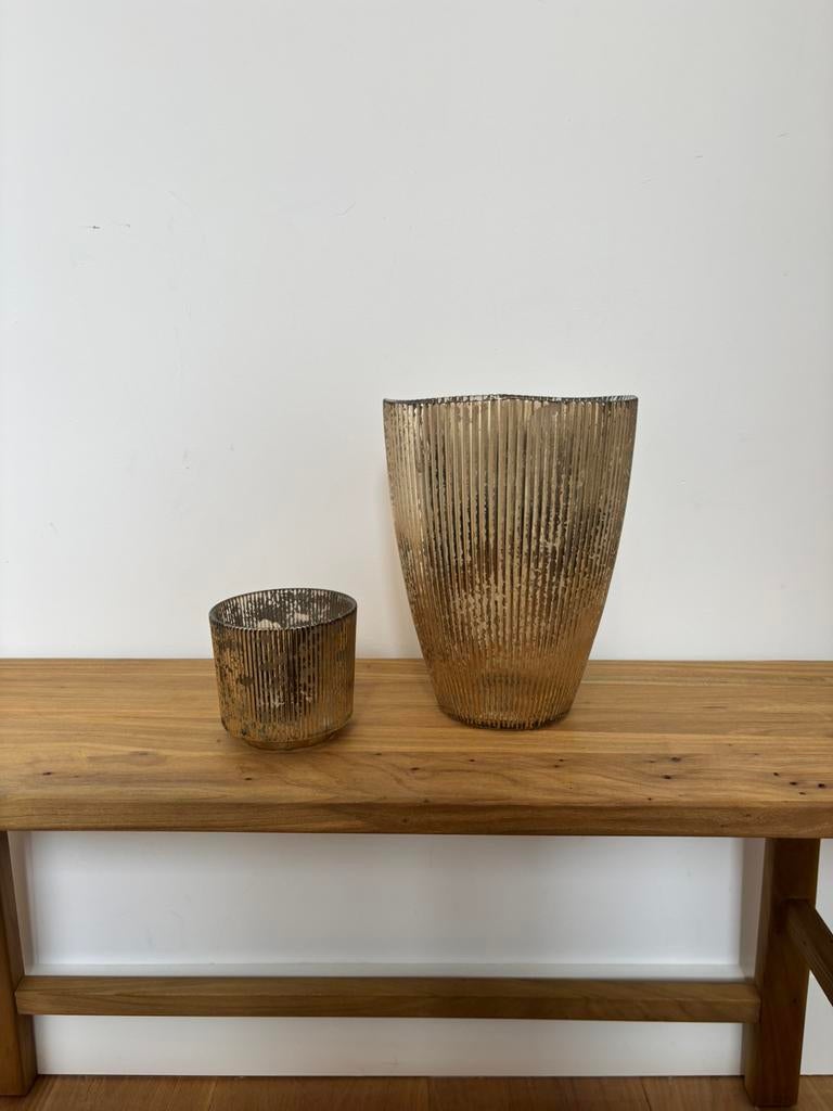 Gouden vaas en waxinehouder H&M Home, Huis en Inrichting, Woonaccessoires | Vazen, Overige materialen, Overige kleuren, Ophalen of Verzenden