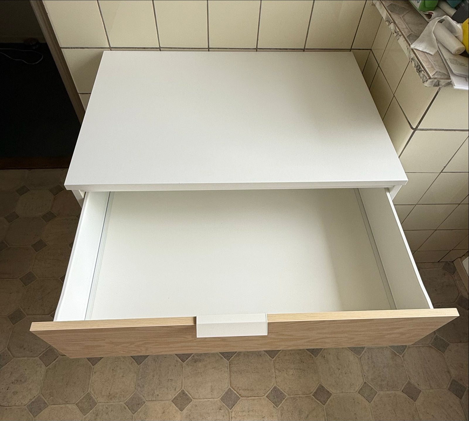 IKEA PLATSA Ladekast met 3 laden - Wit en Houtkleur, Huis en Inrichting, Kasten | Ladekasten, Zo goed als nieuw, Minder dan 100 cm