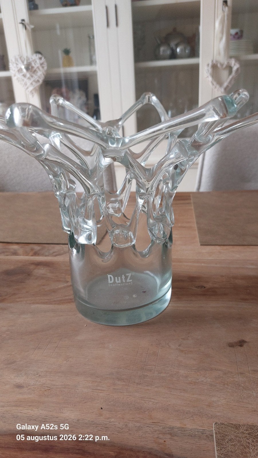 DutZ Glazen Vaas - Transparant met Uniek Design, Met patroon/structuur, Transparant, Ophalen of Verzenden, Glas