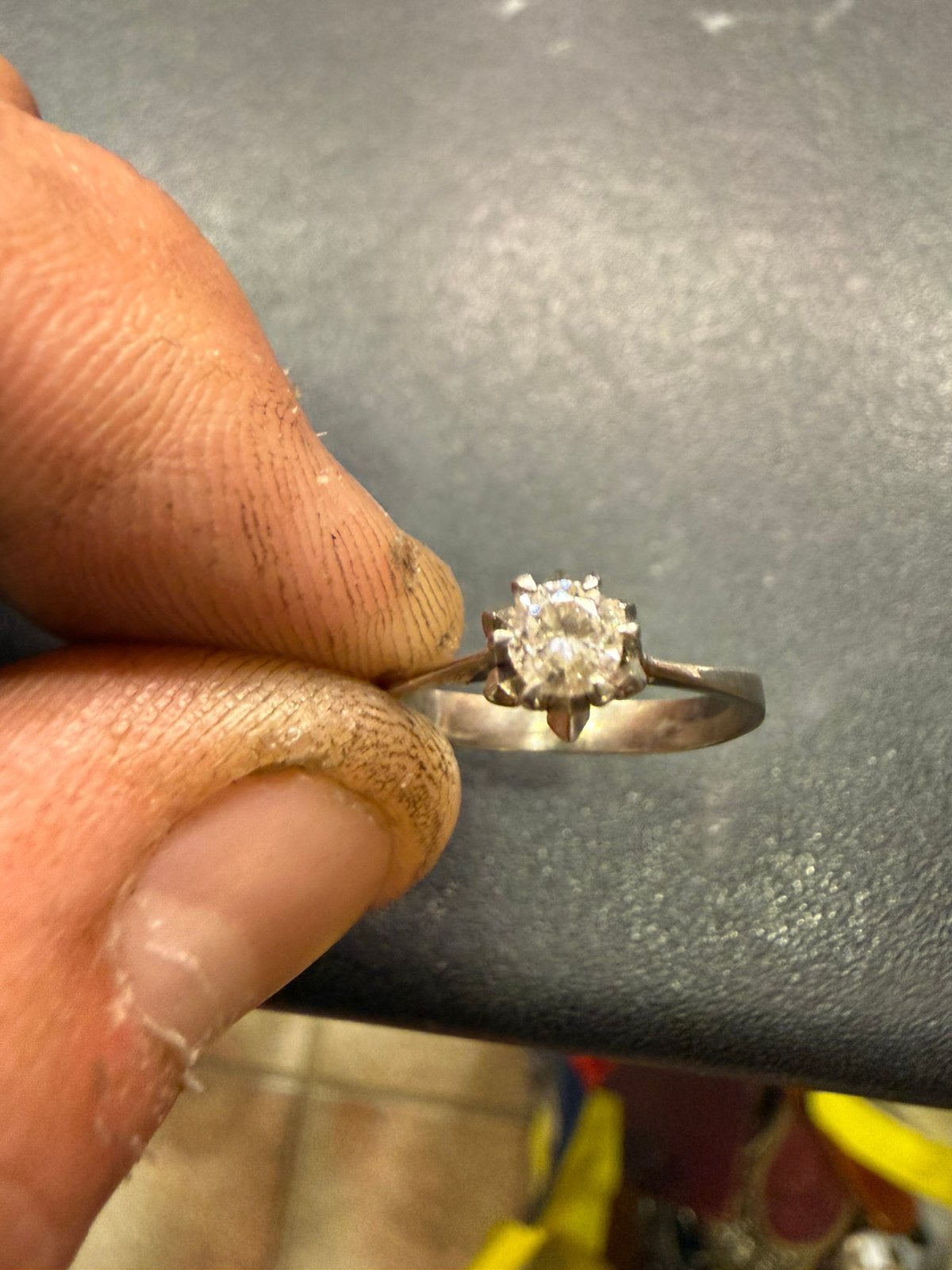 14 karaat witgouden ring met 0,33 diamand, Wit, Ophalen of Verzenden, Zo goed als nieuw, Dame