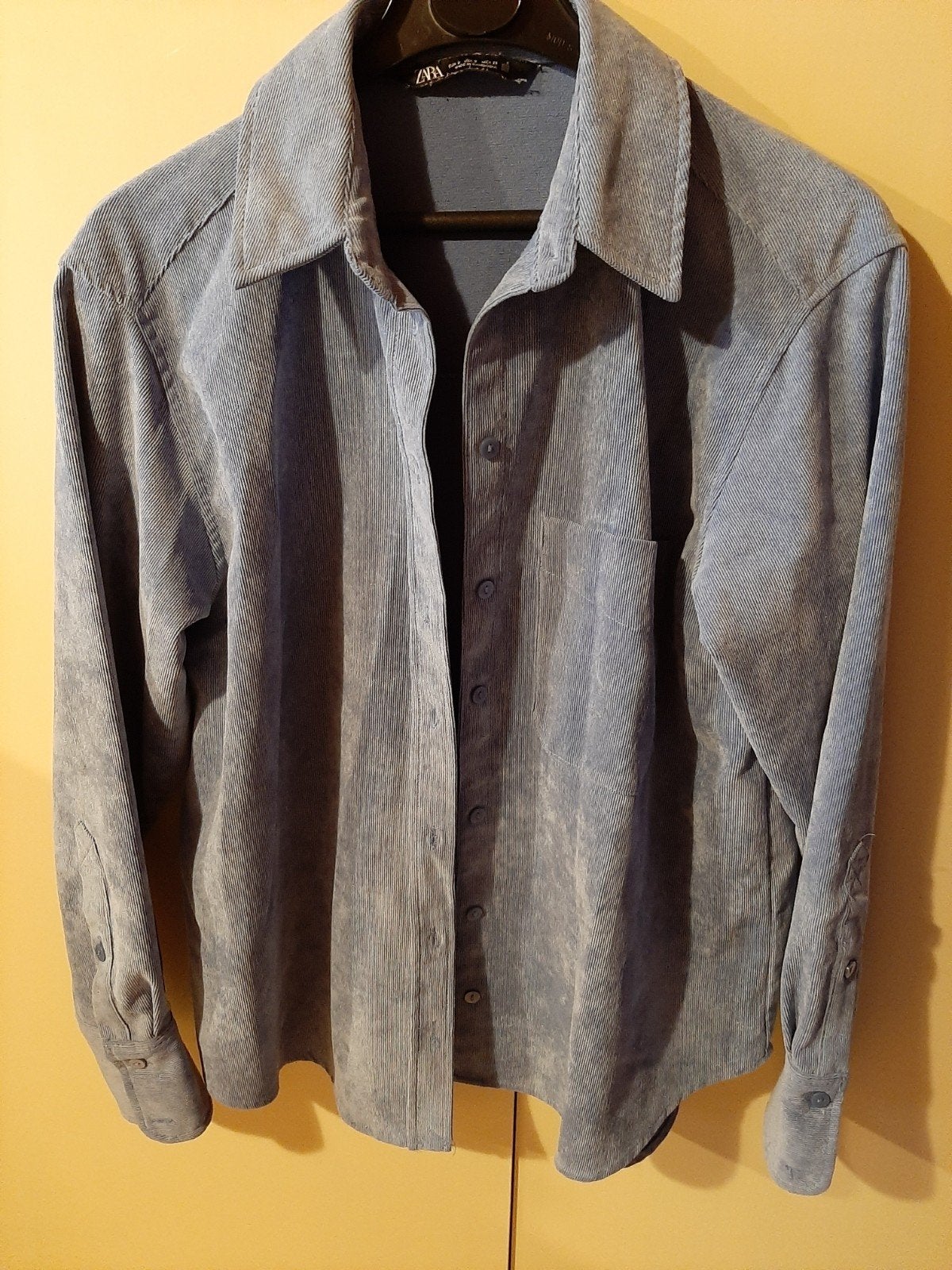 Zara ribfluwelen blouse - Maat S, Blauw, Zara, Ophalen of Verzenden, Zo goed als nieuw