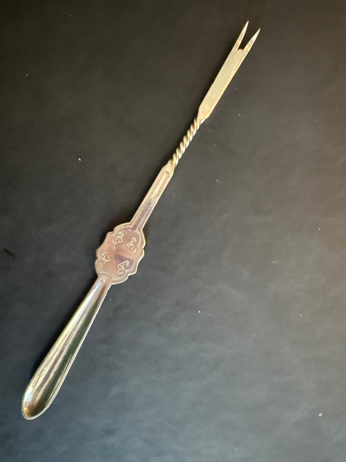 Vintage verzilverde cocktailvork - 18 cm, Ophalen of Verzenden