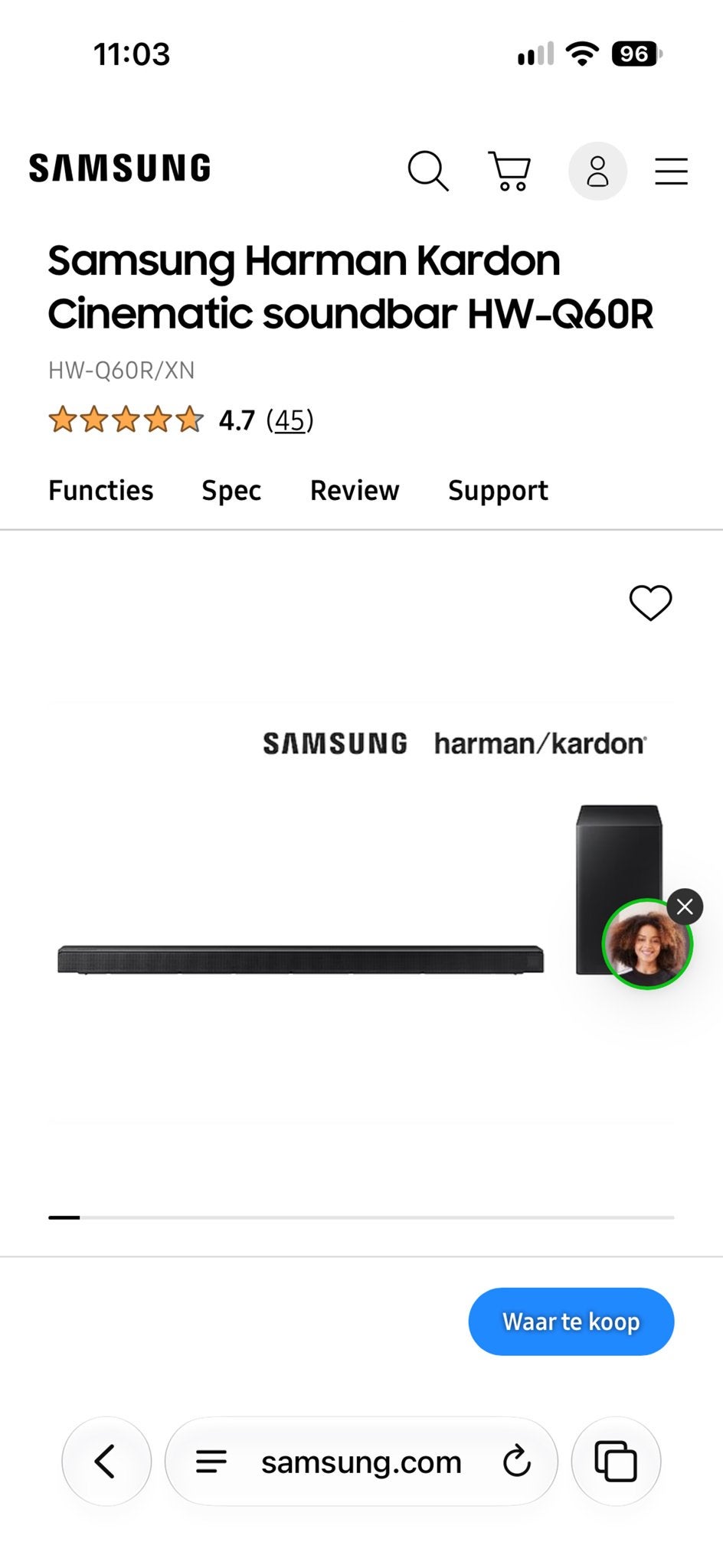 Samsung Harman Kardon HW-Q60R Cinematic Soundbar, Ophalen, Bluetooth, Gebruikt