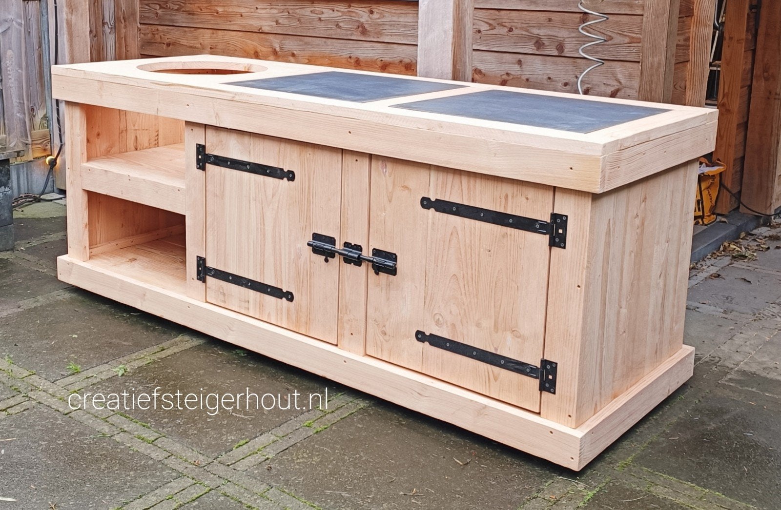 Verrijdbare douglas buitenkeuken kamado grill guru bastard, Verzenden, Nieuw, Houtskool, Inbouw