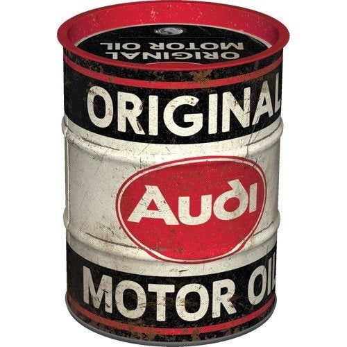 Audi Original motor oil reclame spaarpot van metaal deco, Ophalen of Verzenden, Nieuw, Auto's