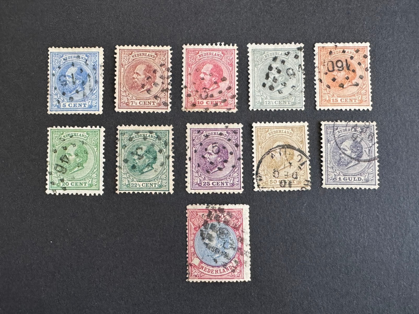 1872-1888 Koning Willem III NVPH nr 19-29 gestempeld, Verzenden, T/m 1940, Gestempeld