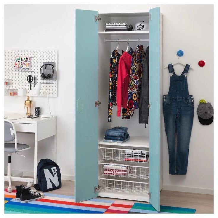 Kledingkast kind - IKEA (Stuva, blauw), Ophalen, Zo goed als nieuw