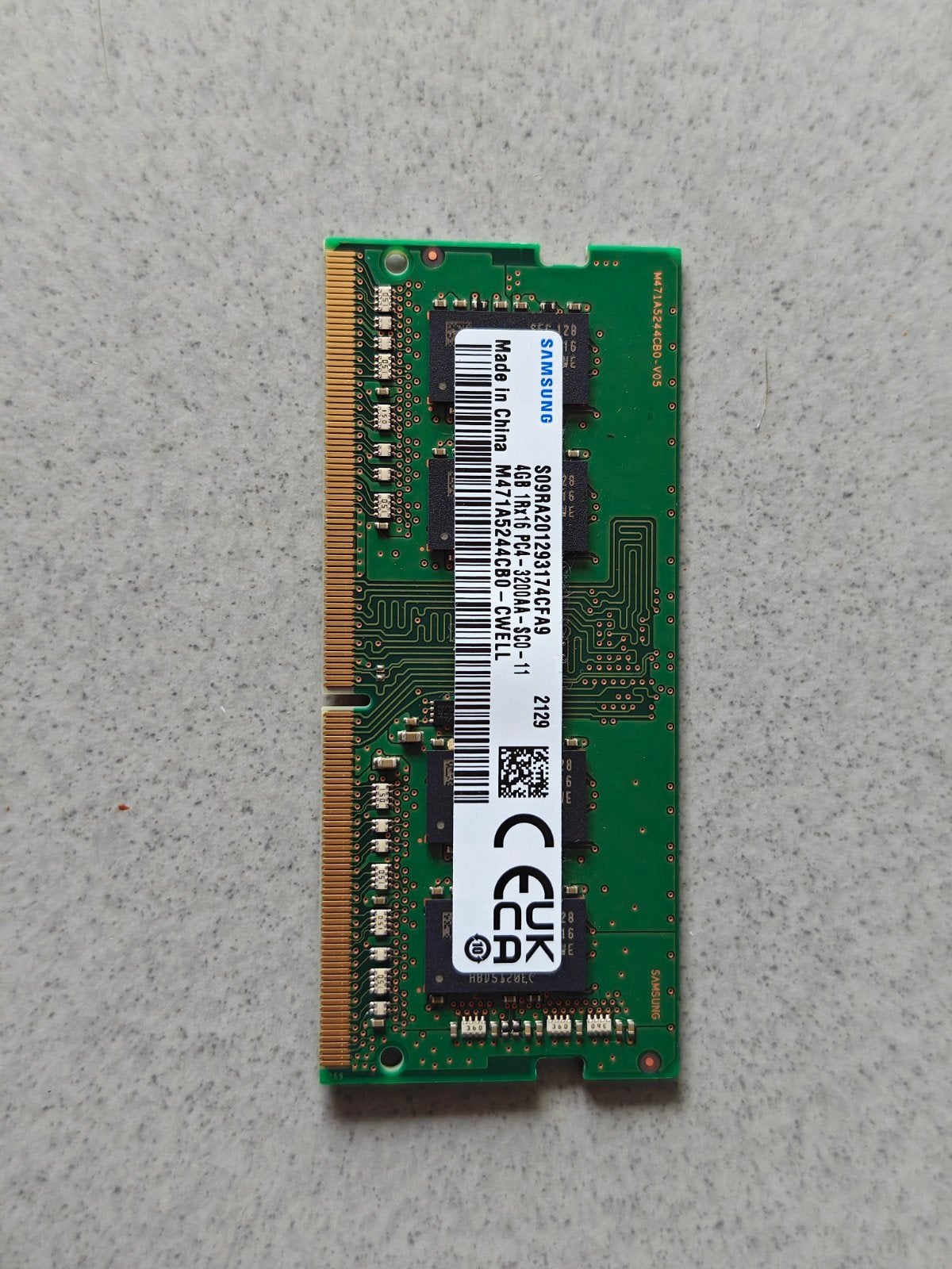 Samsung 4GB DDR4 sodimm RAM module, Computers en Software, DDR4, Ophalen of Verzenden, Zo goed als nieuw, -