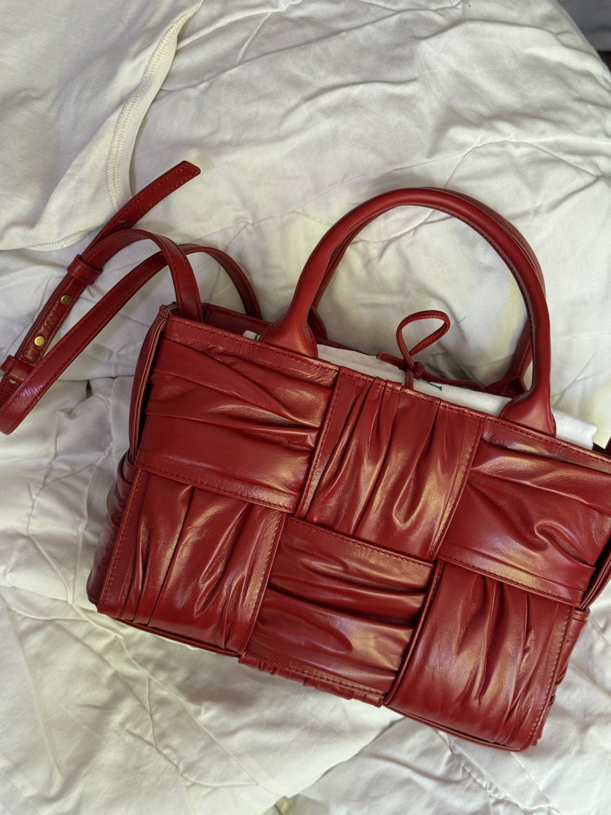 Bottega Veneta Arco Mini Bag Red, Ophalen, Zo goed als nieuw, Rood, Handtas