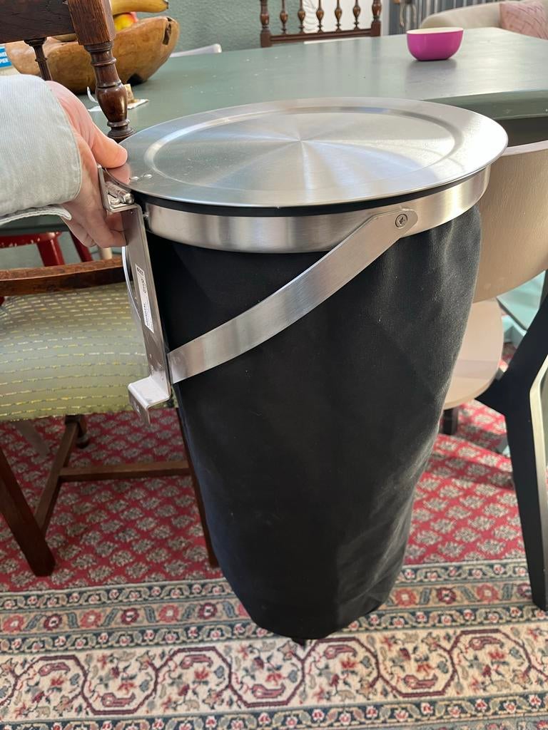IKEA Grundtal afvalemmer / wasmand - RVS en stof, Huis en Inrichting, Badkamer | Badtextiel en Accessoires, Ophalen of Verzenden