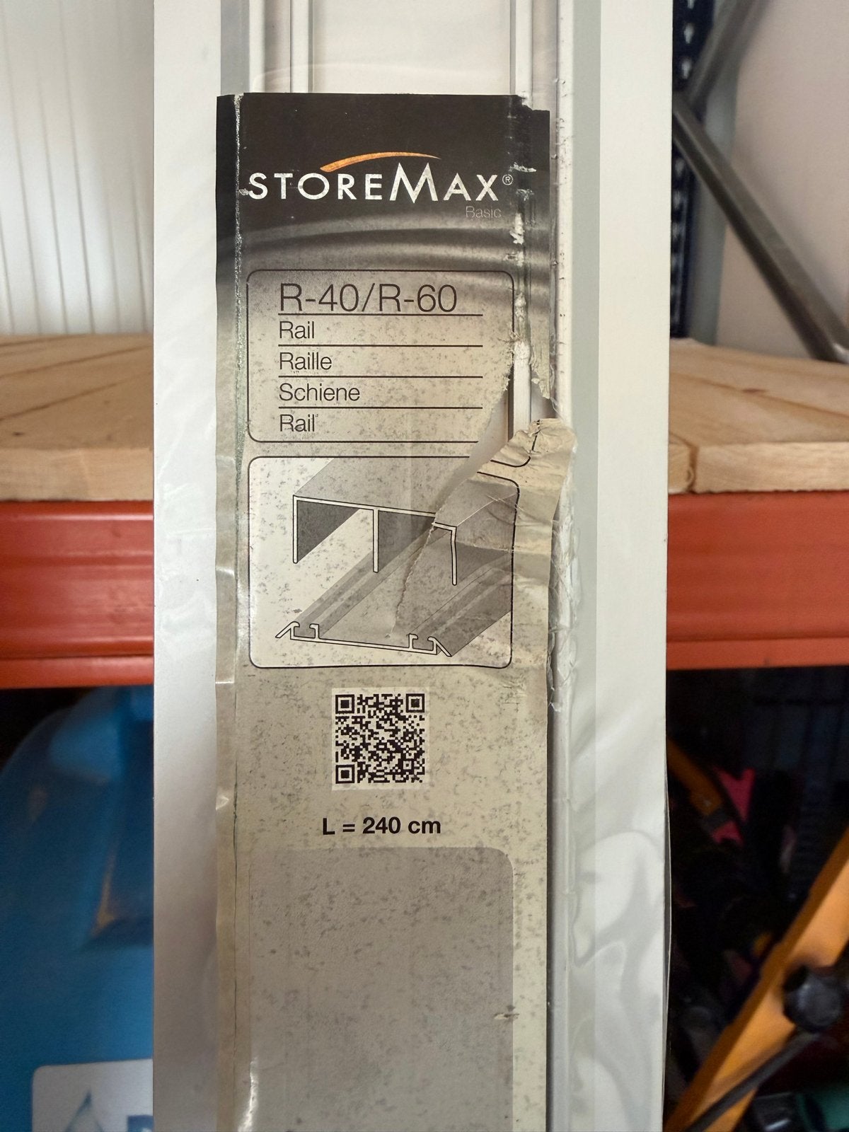 STOREMAX R-40/R-60 Rail - 240 cm - Licht beschadigd, Ophalen of Verzenden