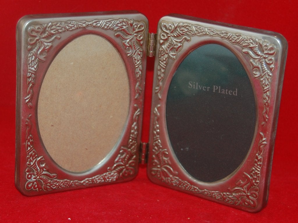 Silverplated dubbel fotolijstje, Antiek en Kunst, Ophalen of Verzenden
