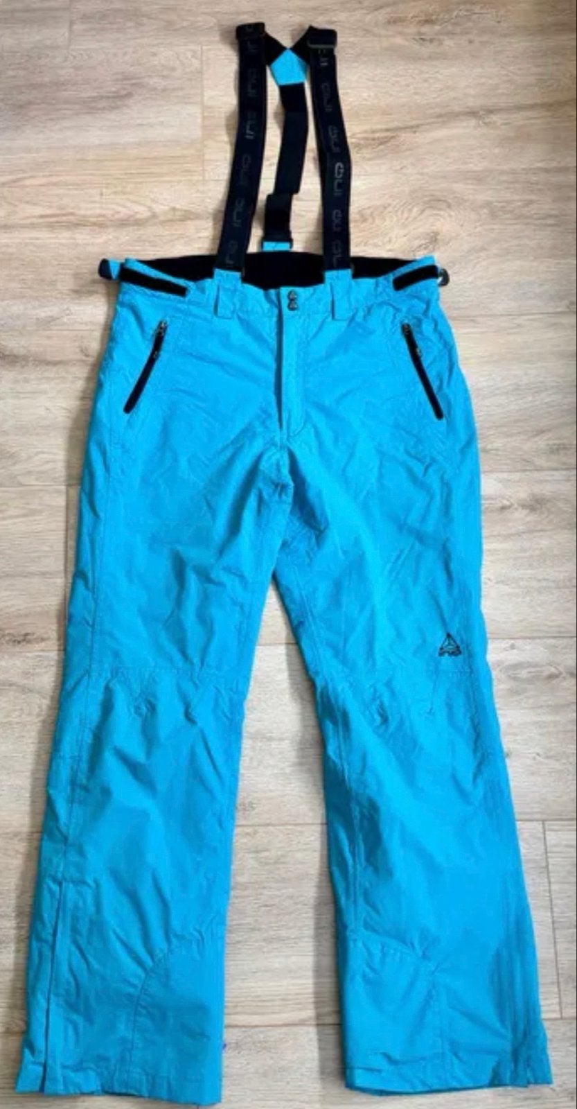Blauwe ski broek met bretels - Maat L, Ophalen of Verzenden, Gedragen, Maat 42/44 (L), Broek