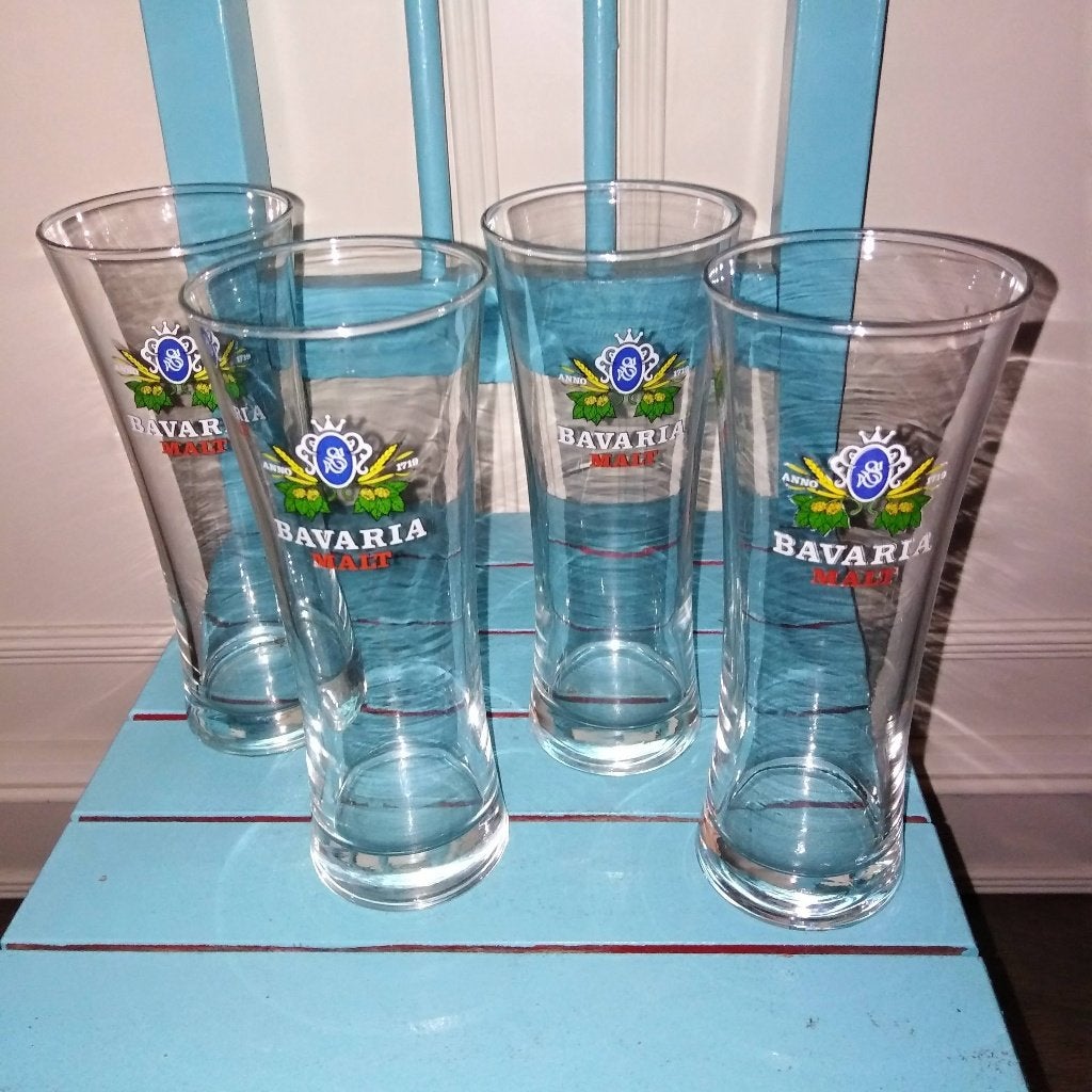 Bavaria Malt bierglazen set van 4, Verzamelen, Biermerken, Ophalen, Zo goed als nieuw, Glas of Glazen, Bavaria