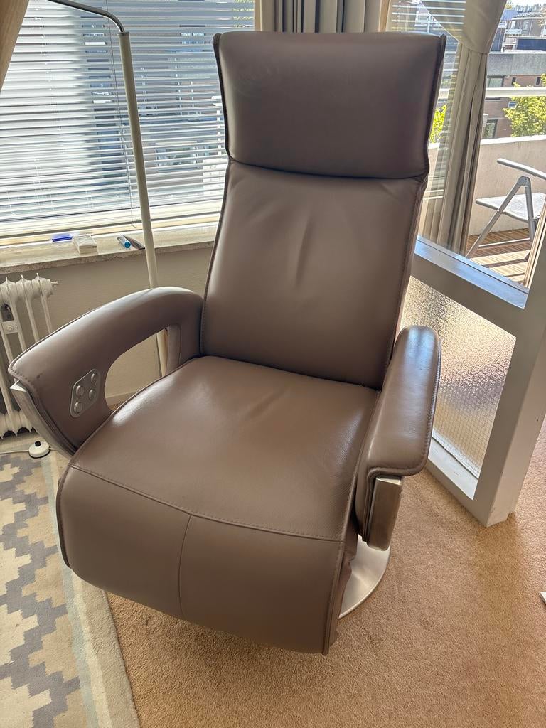 Prominent Relaxfauteuil - Taupe Leer, Huis en Inrichting, Stoelen, Ophalen, Gebruikt, Overige kleuren, Leer