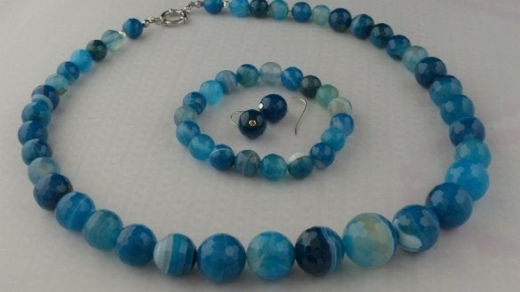 AGAAT ketting/oorhanger/armband-set, Nieuw, Steen of Mineraal, Met edelsteen, Verzenden