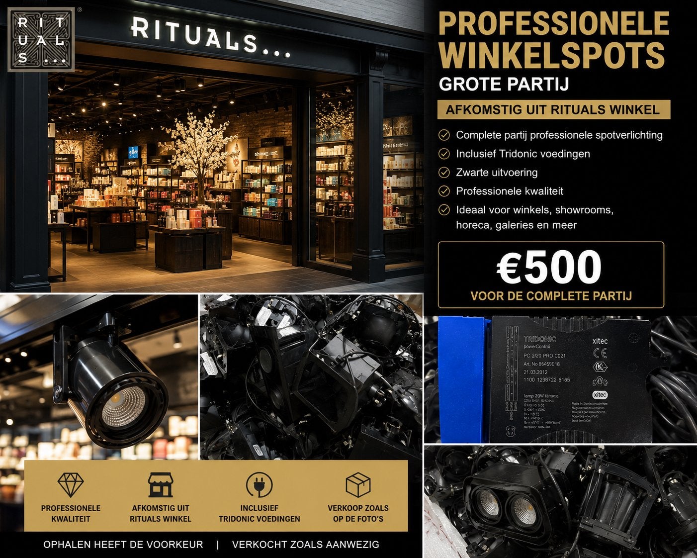 Professionele winkelspots – Afkomstig uit Rituals.   300€, Huis en Inrichting, Ophalen of Verzenden, Nieuw, E27 (groot), Led-lamp