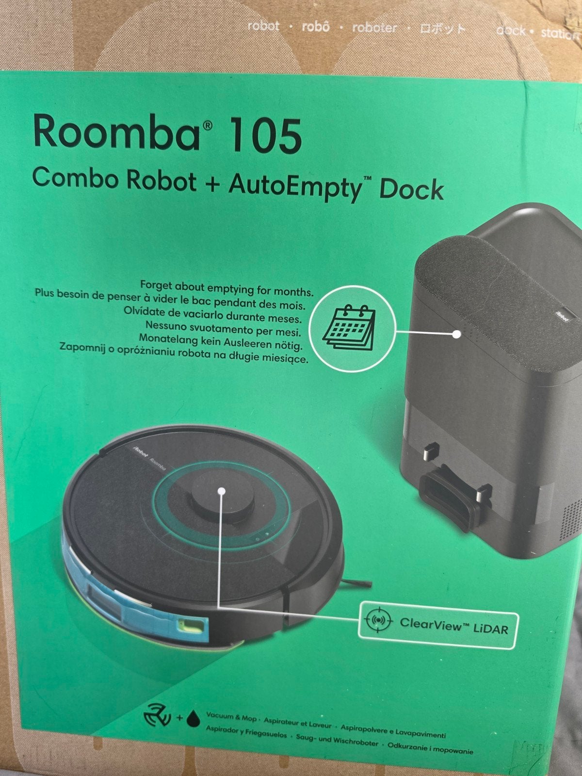 iRobot Roomba 105 Combo Robot + AutoEmpty, Witgoed en Apparatuur, Stofzuigers, Nieuw, Robotstofzuiger, iRobot, Automatisch legen