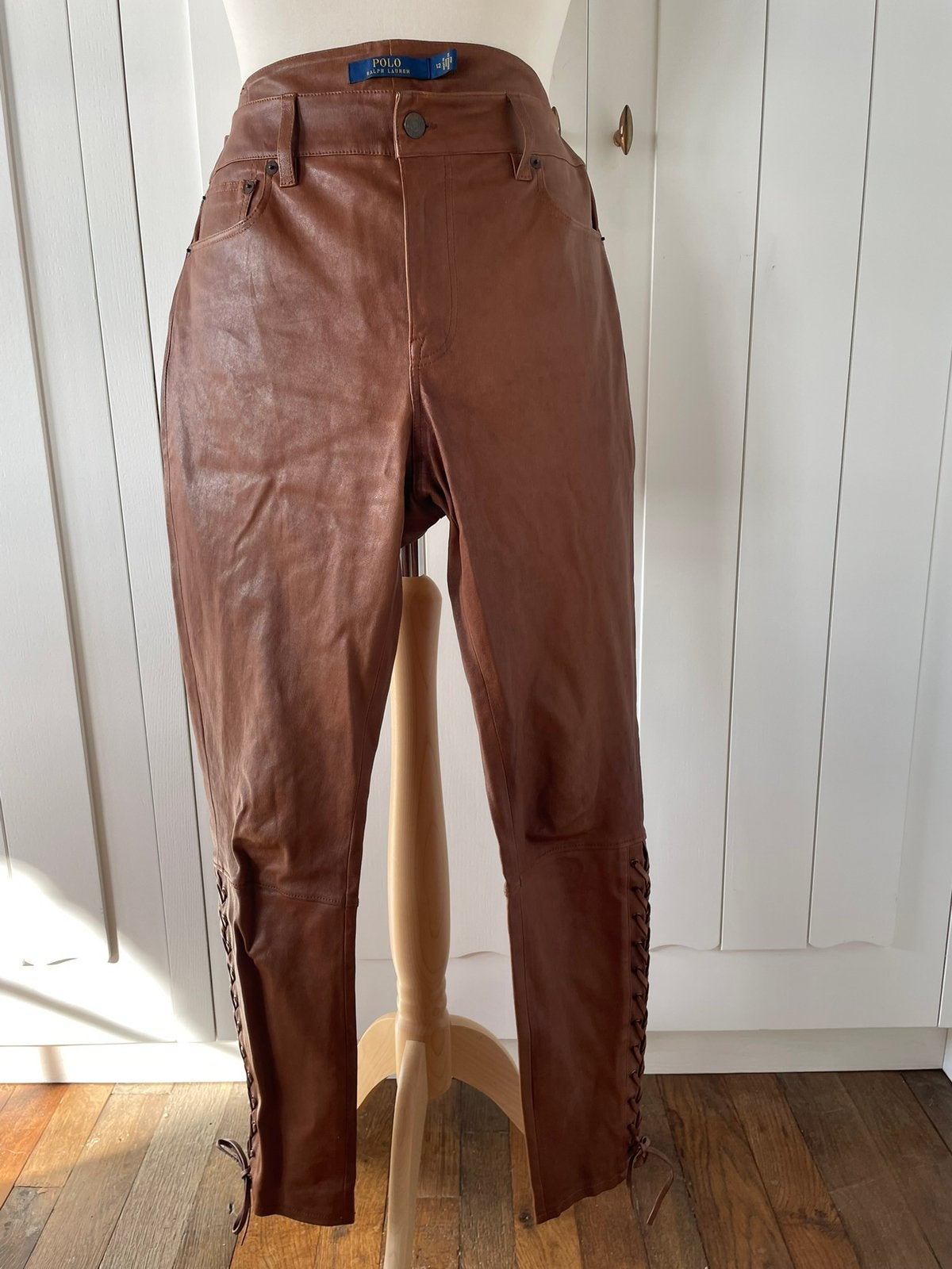 Leren broek Ralph Lauren, Kleding | Dames, Maat 38/40 (M), Zwart, Ophalen of Verzenden, Zo goed als nieuw