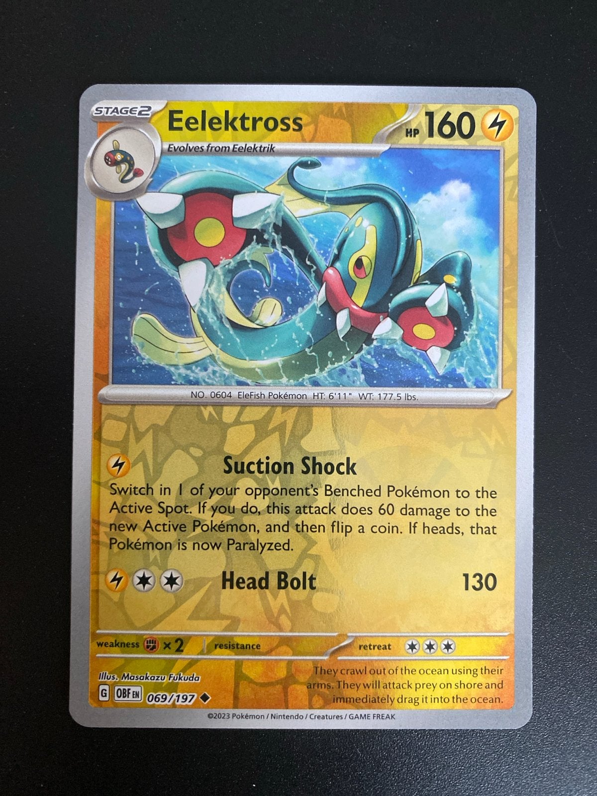 Eelektross 069/197 Reverse Holo Obsidian Flames, Ophalen of Verzenden, Zo goed als nieuw, Losse kaart, Foil