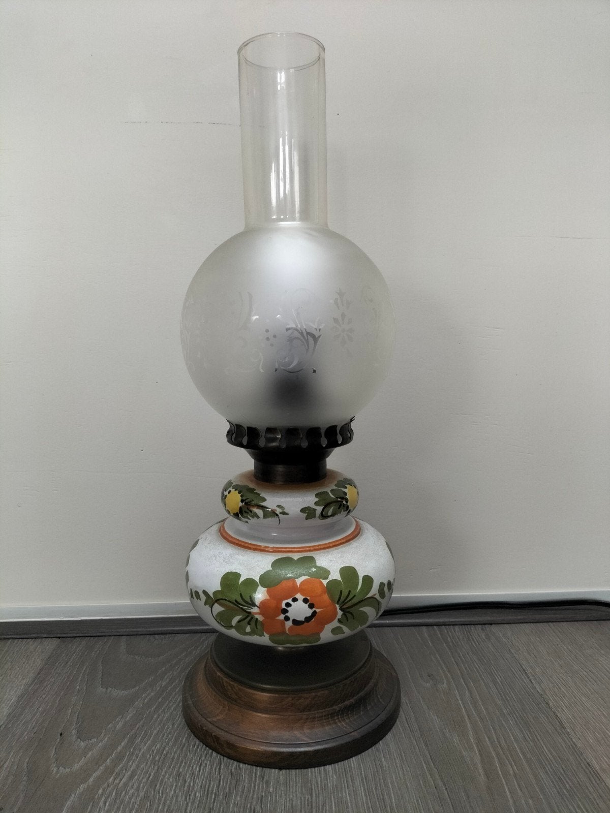 Vintage lamp  met bloemmotief, Ophalen of Verzenden