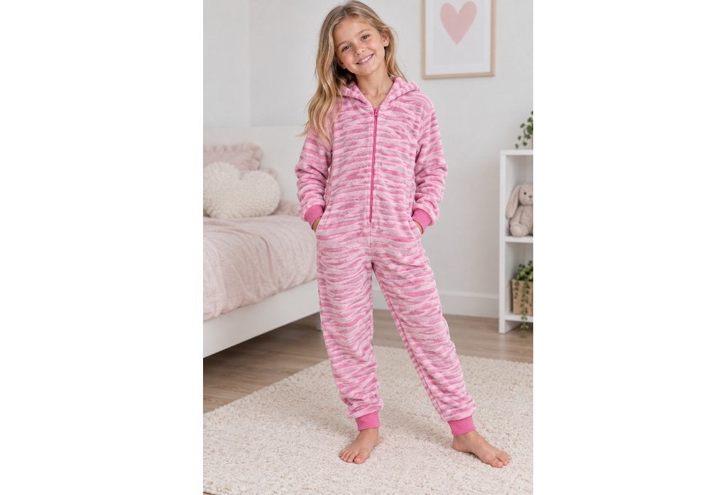 ** ZGAN Onesie Huispak Pak Fleece Zebra Roze, Mt 146, 152 **, Nacht- of Onderkleding, 99th Avenue, Meisje, Ophalen of Verzenden