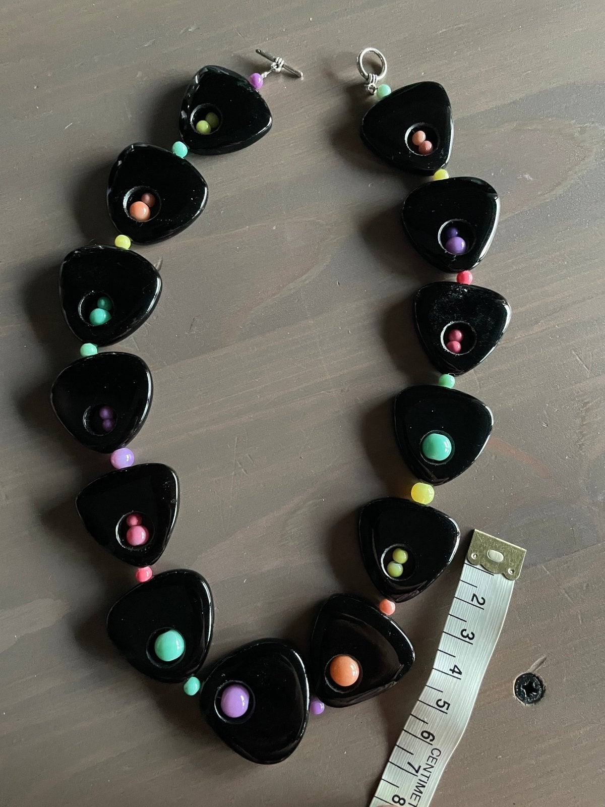 Zwart driehoek agaat ketting, Sieraden, Tassen en Uiterlijk, Kettingen, Zwart, Nieuw, Ophalen of Verzenden, Steen of Mineraal